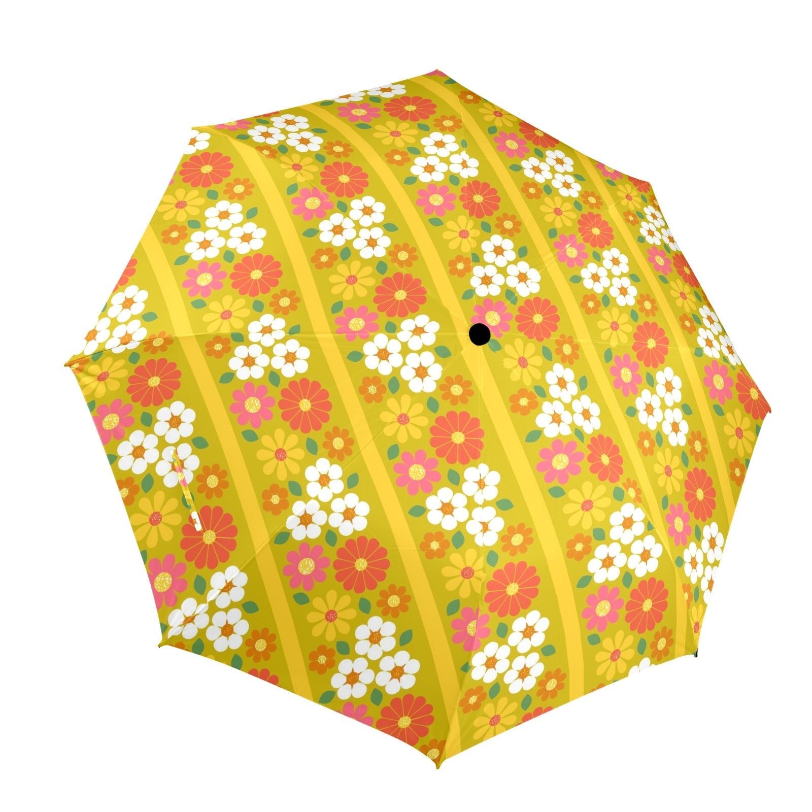 Kate McEnroe New York Retro Mod Floral Umbrella, Mid Century Modern Yellow Orange Daisy Rain GearUmbrellas17686477461954965514