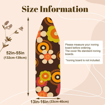 Kate McEnroe New York Retro Mod Flower Power Ironing Board Cover, 70s Brown Orange Mid Century Laundry Room AccentIroning Board CoversxsxBtEVfSv