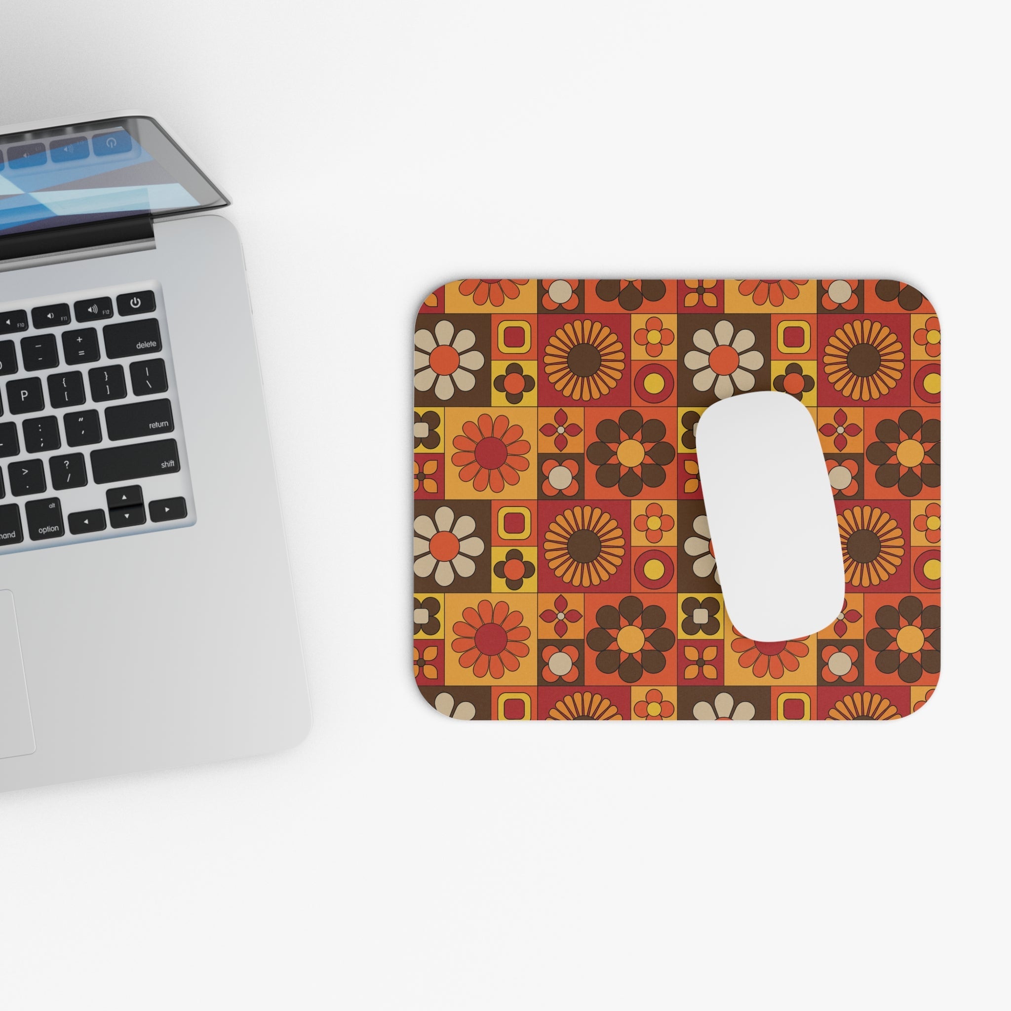 Kate McEnroe New York Retro Mod Flower Power Mouse Pad, 70s Mid Century Modern Office, Groovy MCM Vintage Vibe Desk AccessoryMouse Pads10337768442826797552