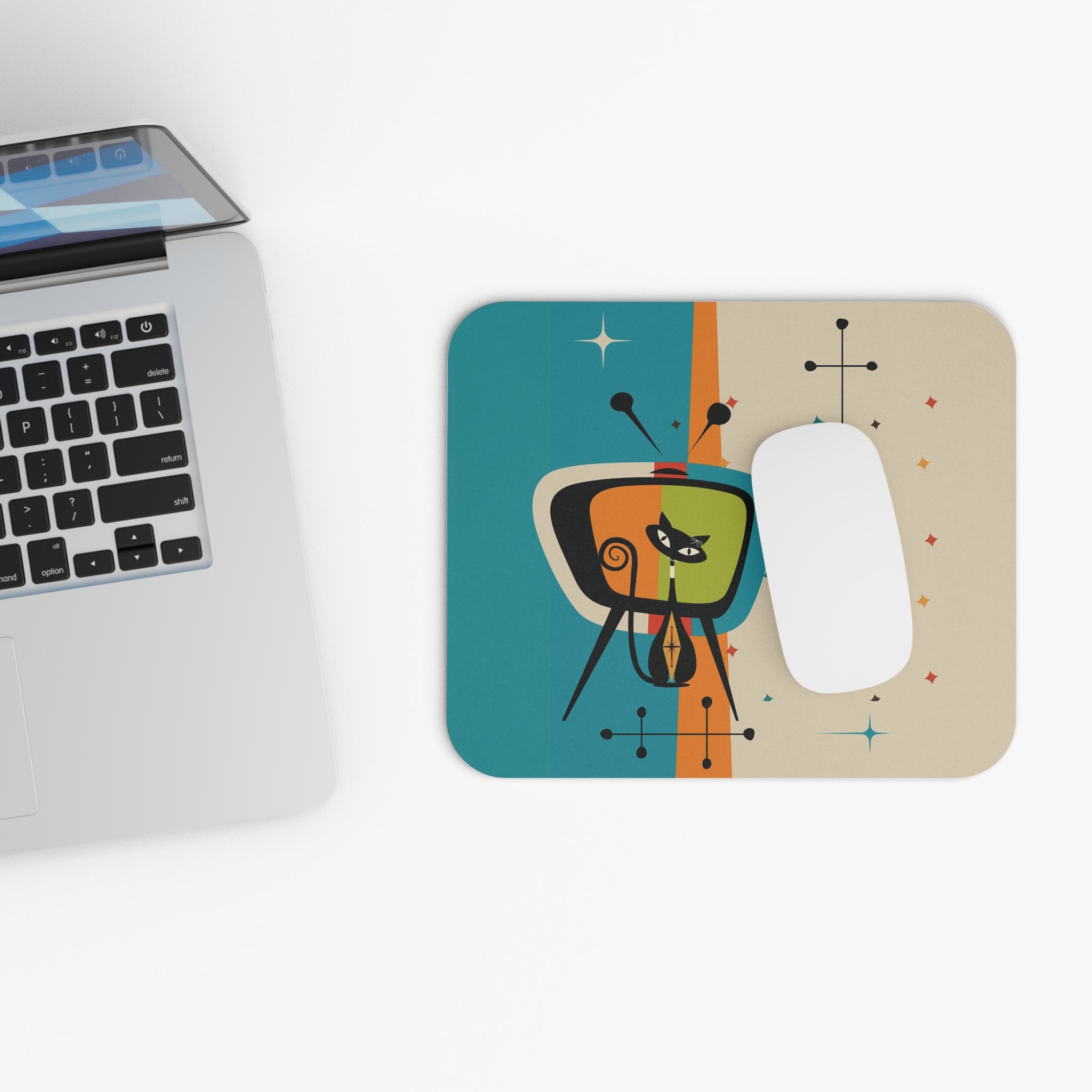 Kate McEnroe New York Retro Mod Flower Power Mouse Pad, 70s Mid Century Modern Office, Groovy MCM Vintage Vibe Desk AccessoryMouse Pads26781296046545675992