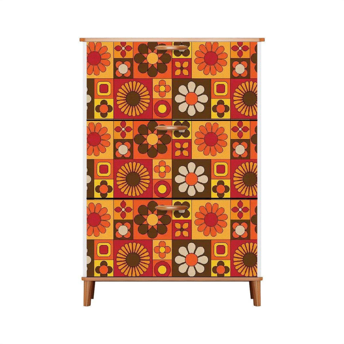 Kate McEnroe New York Retro Mod Flower Power Shoe Cabinet, Mid Century Modern Groovy Storage Organizer, 70s Kitsch Daisy RackShoe StorageUSJSHis2j8