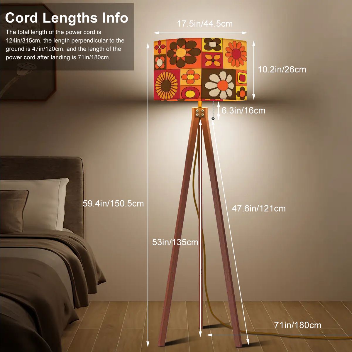 Kate McEnroe New York Retro Mod Flower Power Tripod Floor Lamp, Mid Century Modern 70s Groovy LightingTripod Floor LampsXtbn37s5wU