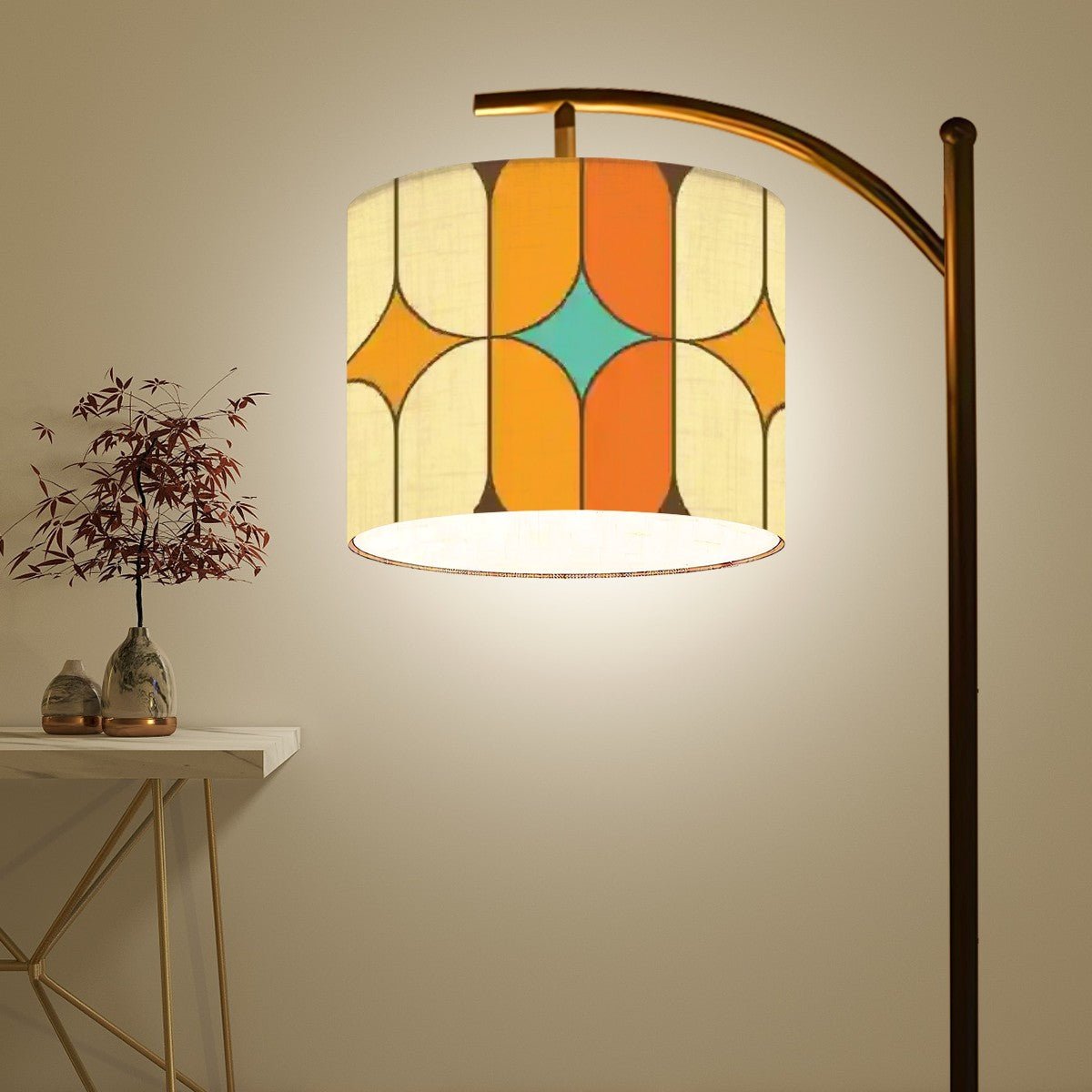 Kate McEnroe New York Retro Mod Geometric Arc Floor Lamp, Mid Century Modern Starburst Shade, Funky Living Room or Office Accent LightFloor LampsCjL9xf1Zfh