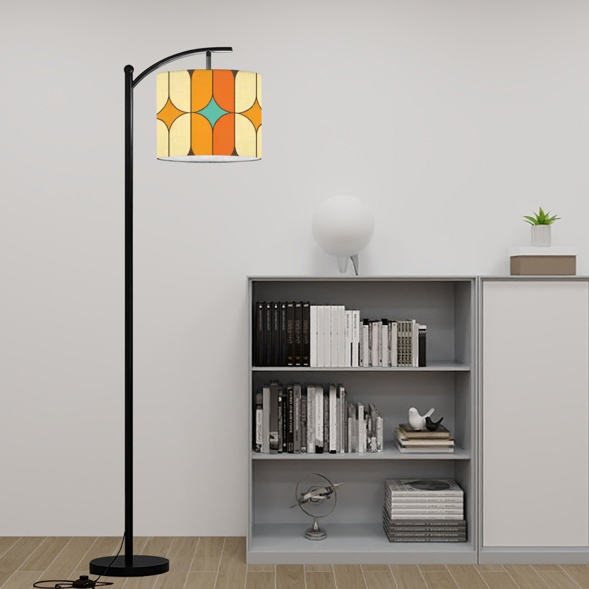 Kate McEnroe New York Retro Mod Geometric Arc Floor Lamp, Mid Century Modern Starburst Shade, Funky Living Room or Office Accent LightFloor LampsCjL9xf1Zfh