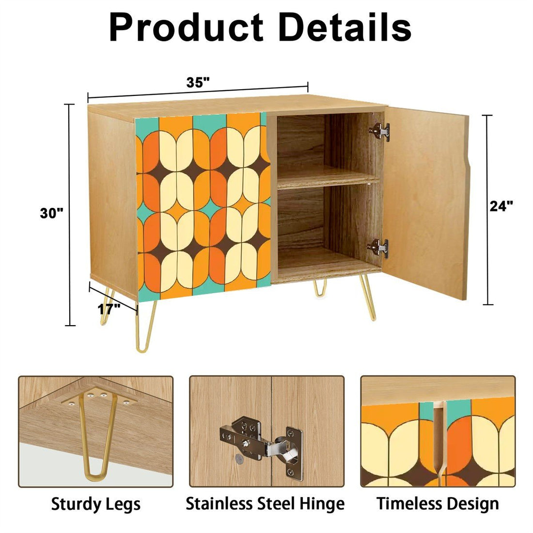 Kate McEnroe New York Retro Mod Geometric Storage Cabinet, 70s Vintage MCM Credenza, Colorful Mid Century Modern Accent CabinetStorage CabinetsHnGPxqnWbW