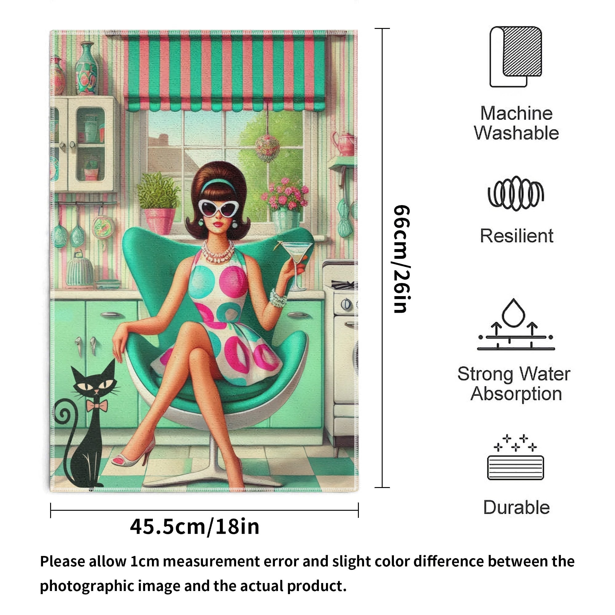 Kate McEnroe New York Retro Mod Girl Mid Century Scandinavian Floral Kitchen Dish Towel SetDish TowelsWQEG0X5W-1