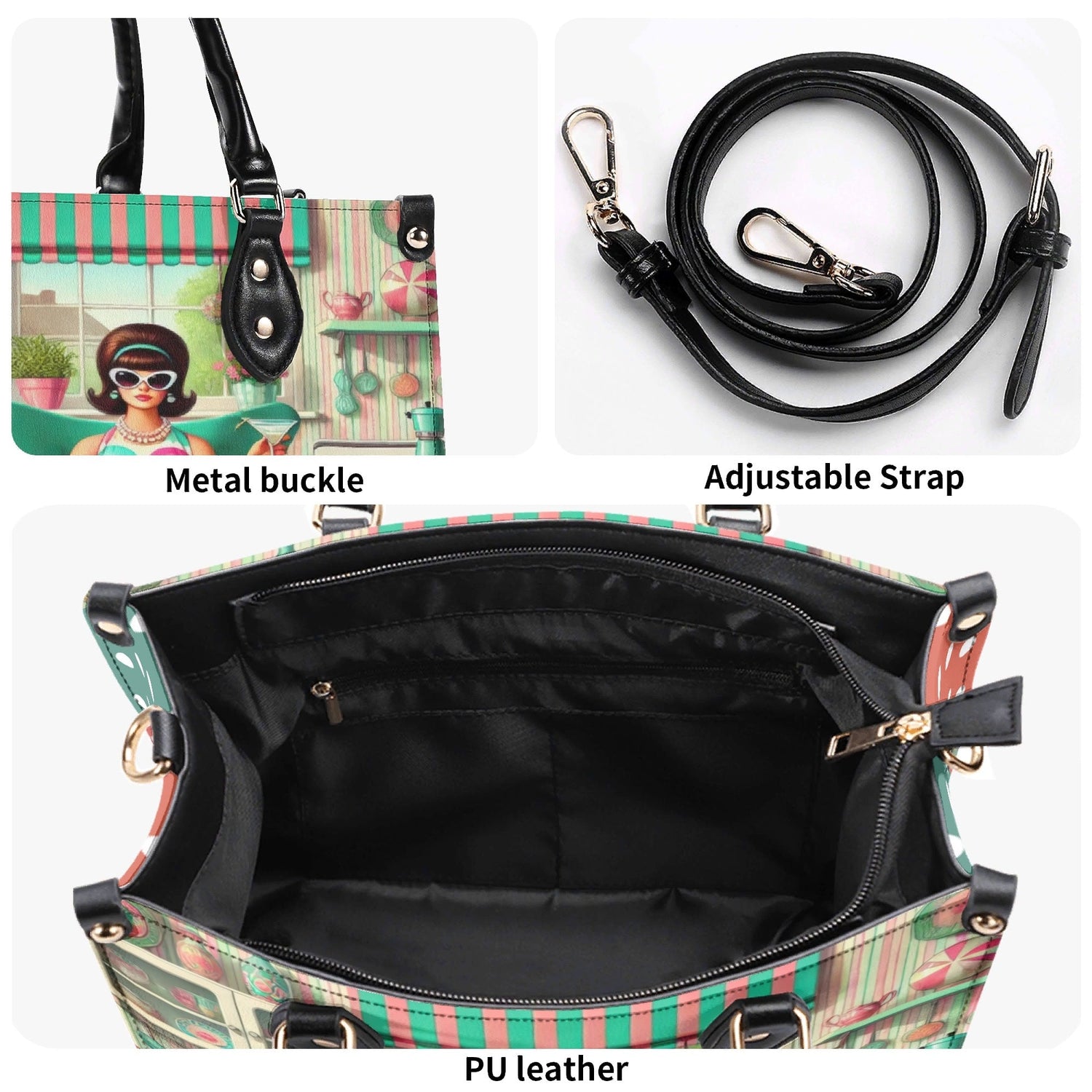 Kate McEnroe New York Retro Mod Housewife Handbag, Kitschy MCM Atomic Cat PurseHandbagsWE9PL36W-4