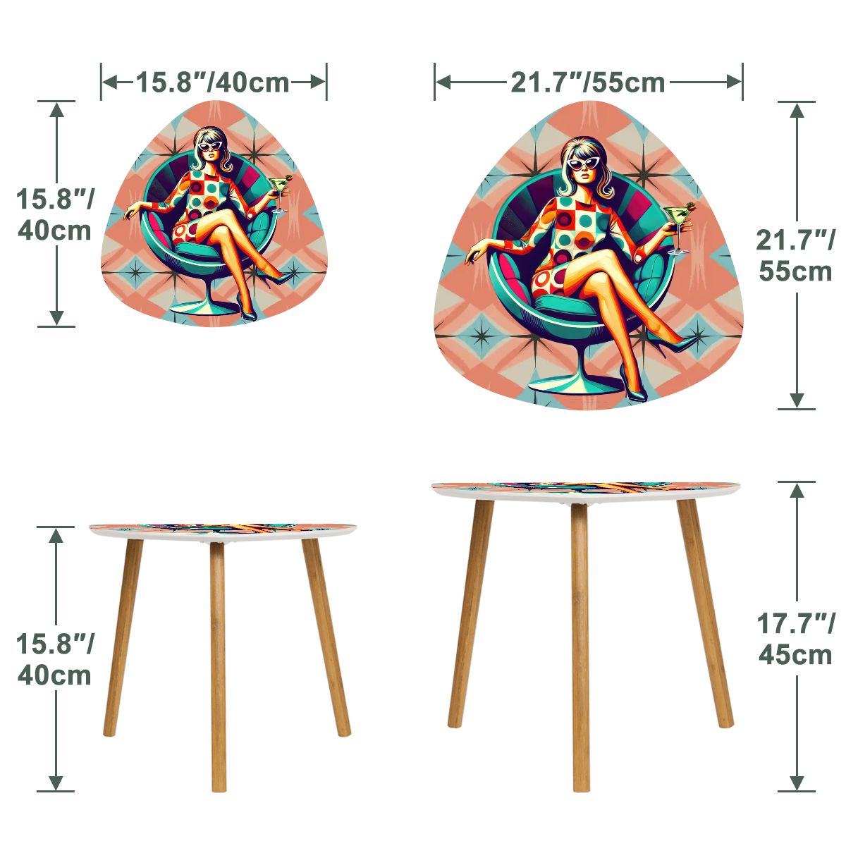 Kate McEnroe New York Retro Mod Lounge Nesting Tables, 60s Cocktail Egg Chair Accent Furniture, Mid Century Modern DecorNesting TablesiRrqXlCvtH