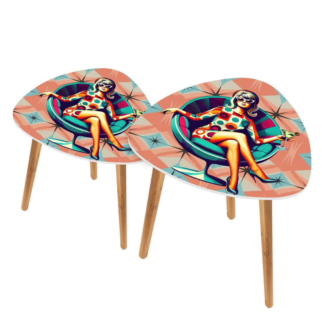 Kate McEnroe New York Retro Mod Lounge Nesting Tables, 60s Cocktail Egg Chair Accent Furniture, Mid Century Modern DecorNesting TablesiRrqXlCvtH