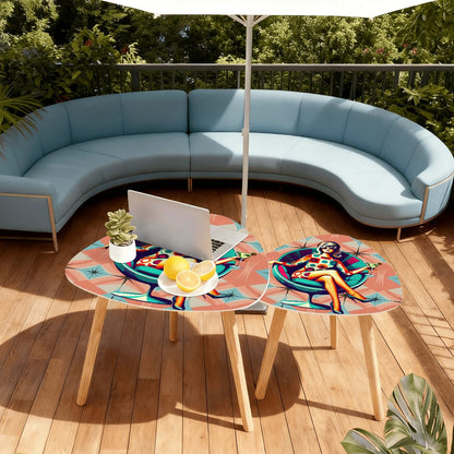 Kate McEnroe New York Retro Mod Lounge Nesting Tables, 60s Cocktail Egg Chair Accent Furniture, Mid Century Modern DecorNesting TablesiRrqXlCvtH