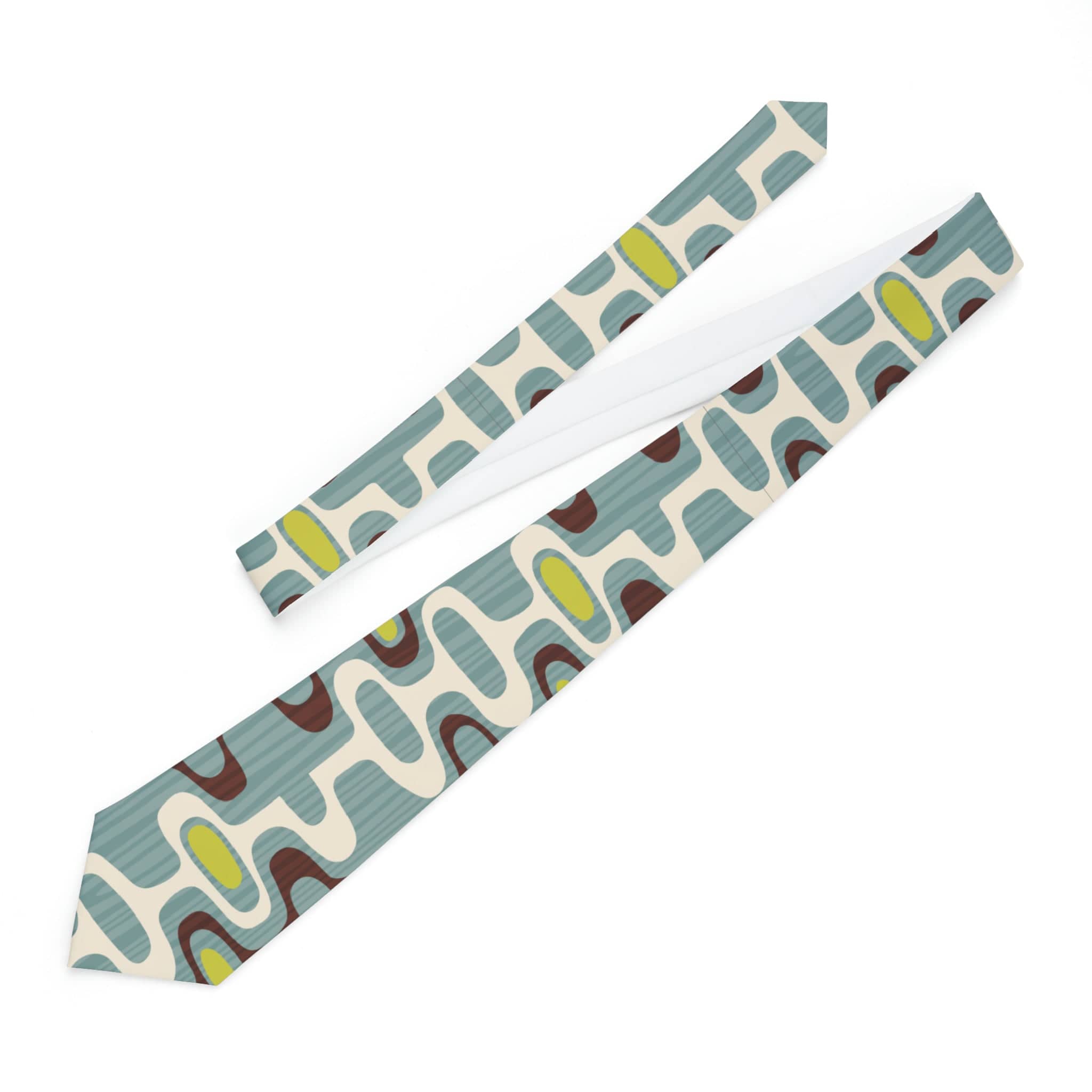 Kate McEnroe New York Retro Mod Necktie, 60s Mid Century Modern Aqua Blue, Mustard Yellow Mens Tie, Funky Office AccessoryNeckties11221663091048169770