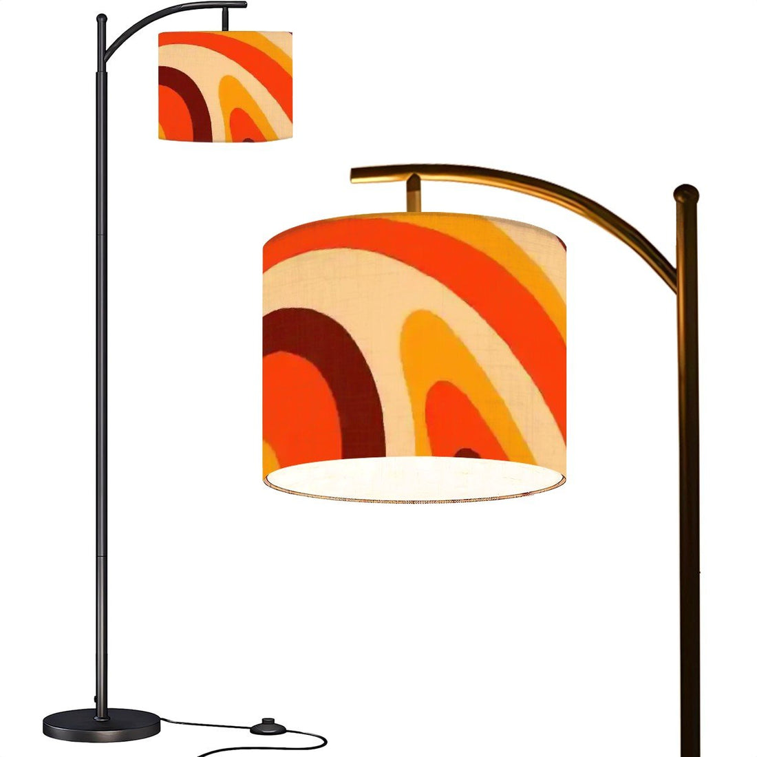 Kate McEnroe New York Retro Mod Psychedelic Arc Floor Lamp, 70s Groovy Orange Brown LightingFloor Lamps4k74LzJPSn