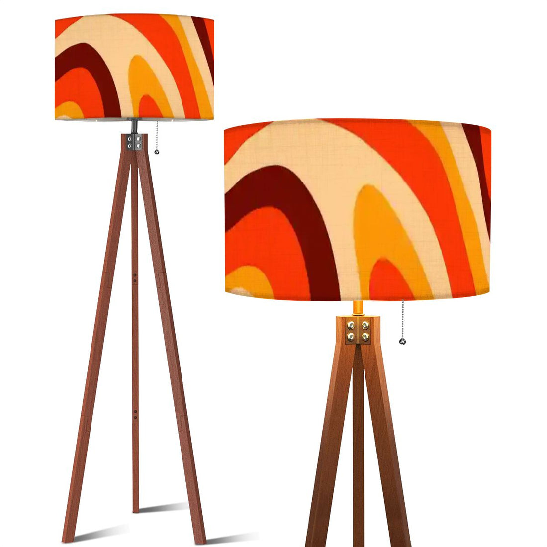 Kate McEnroe New York Retro Mod Psychedelic Tripod Floor Lamp, 70s Groovy Orange Brown LightingFloor LampsIyOCZgAnYY