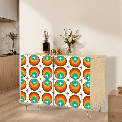 Kate McEnroe New York Retro Mod Starburst Credenza, Mid Century Modern Sideboard, 60s Kitsch Storage CabinetStorage CabinetsPMnsvyroSD