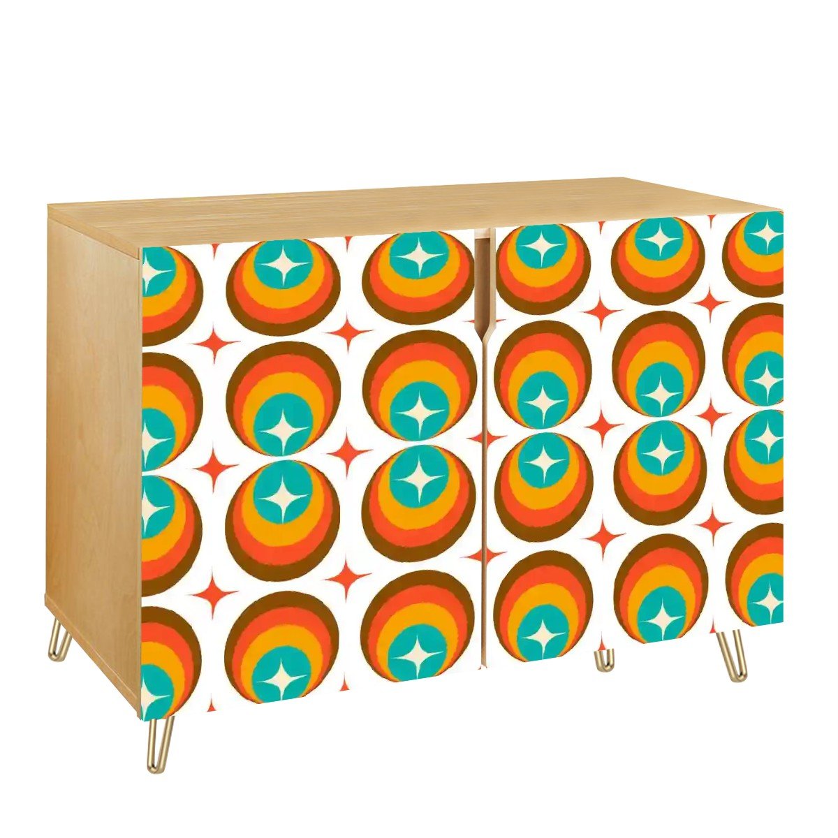Kate McEnroe New York Retro Mod Starburst Credenza, Mid Century Modern Sideboard, 60s Kitsch Storage CabinetStorage CabinetsPMnsvyroSD