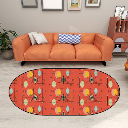 Kitsch Rugs Retro Mod Starburst Oval Rug, Mid Century Modern Atomic Age Floor Acce ...