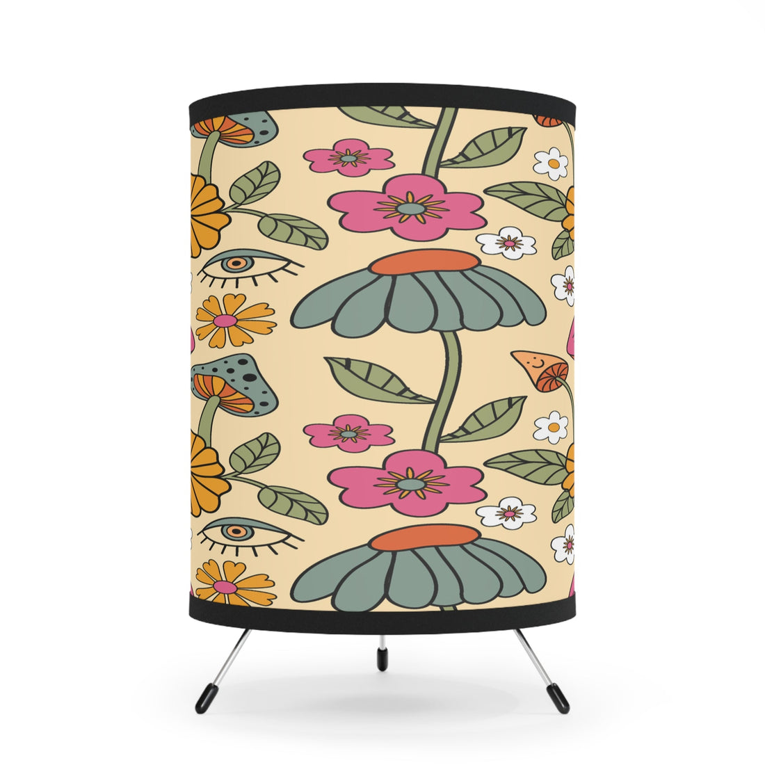 Kate McEnroe New York Retro Mushroom Tripod Lamp, Cottagecore 60s 70s Hippie Groovy, Trippy Floral Accent Lamp, Bedroom, Living Room, Office Table LampLamps13179172428435525805
