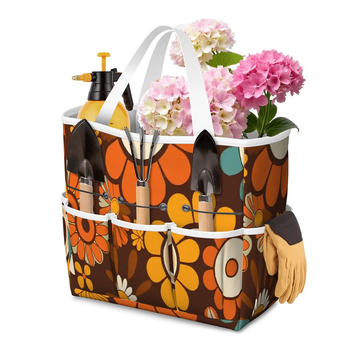 Kate McEnroe New York Retro Orange Brown Groovy Hippie Flower 70s Garden Tool BagGarden Tool Bag2XzQQYW6sH