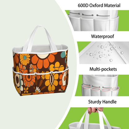 Kate McEnroe New York Retro Orange Brown Groovy Hippie Flower 70s Garden Tool BagGarden Tool Baggz3RpWyFzy