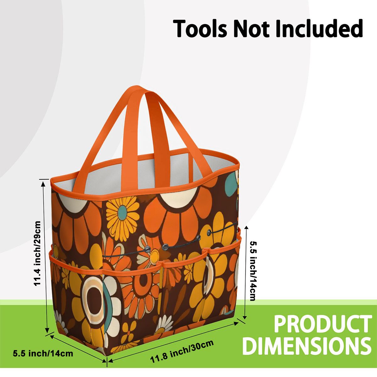 Kate McEnroe New York Retro Orange Brown Groovy Hippie Flower 70s Garden Tool BagGarden Tool BagN9FGDGKJ9m