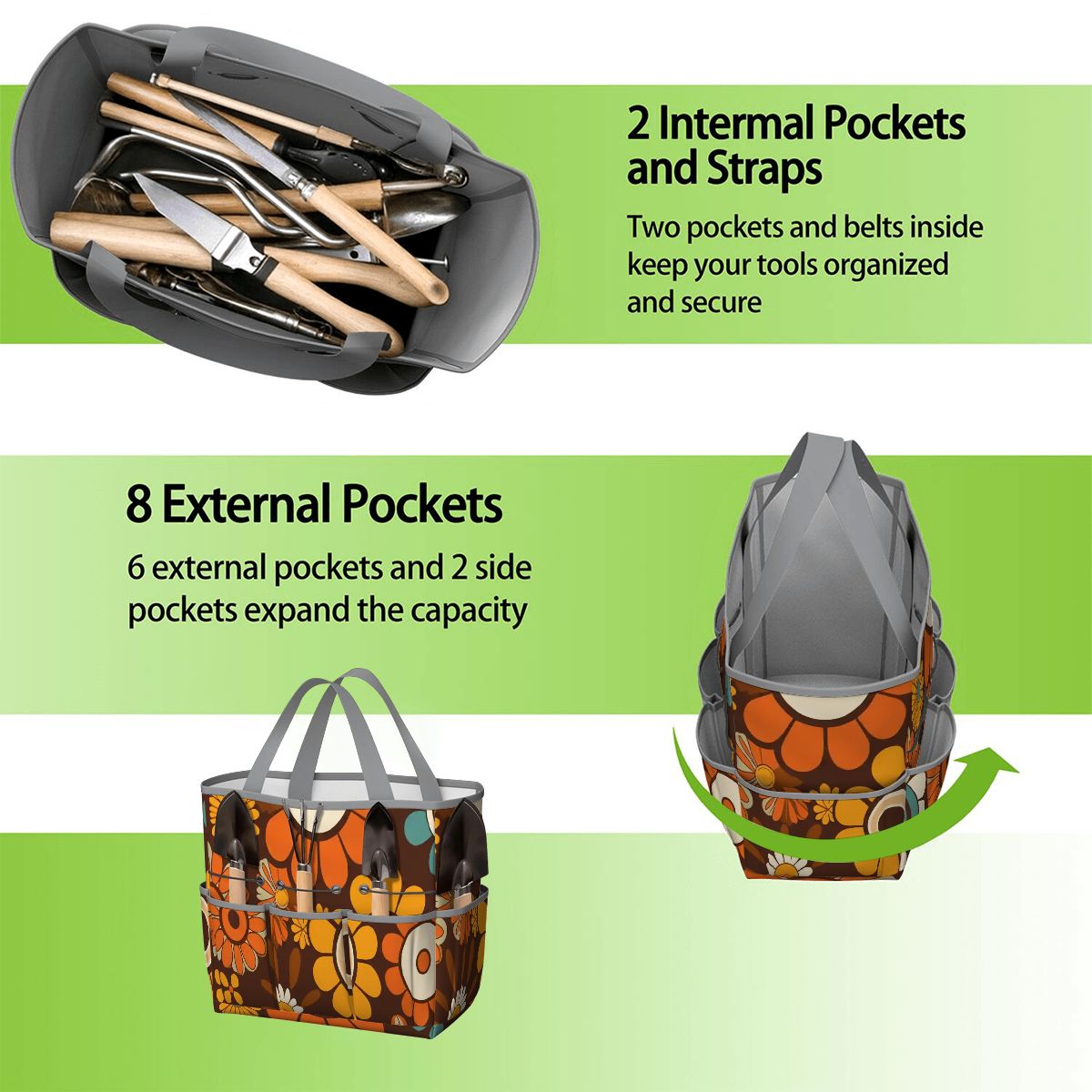 Kate McEnroe New York Retro Orange Brown Groovy Hippie Flower 70s Garden Tool BagGarden Tool BagN9FGDGKJ9m