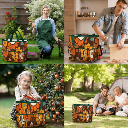 Kate McEnroe New York Retro Orange Brown Groovy Hippie Flower 70s Garden Tool BagGarden Tool BagN9FGDGKJ9m