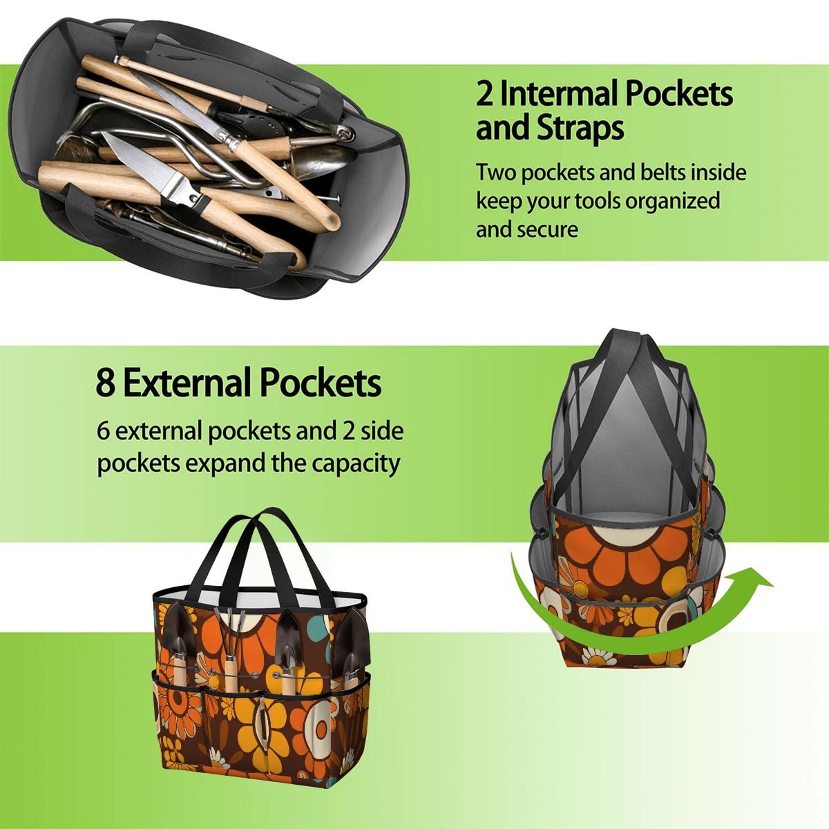 Kate McEnroe New York Retro Orange Brown Groovy Hippie Flower 70s Garden Tool BagGarden Tool BagN9FGDGKJ9m