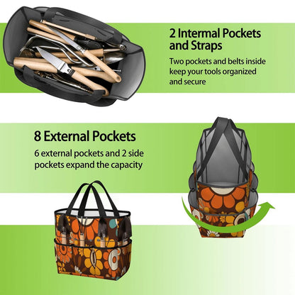 Kate McEnroe New York Retro Orange Brown Groovy Hippie Flower 70s Garden Tool BagGarden Tool BagN9FGDGKJ9m