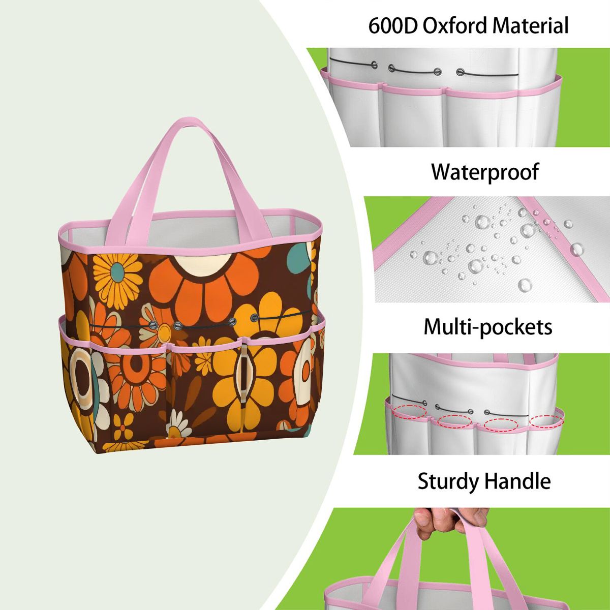 Kate McEnroe New York Retro Orange Brown Groovy Hippie Flower 70s Garden Tool BagGarden Tool BagN9FGDGKJ9m