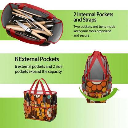 Kate McEnroe New York Retro Orange Brown Groovy Hippie Flower 70s Garden Tool BagGarden Tool BagN9FGDGKJ9m