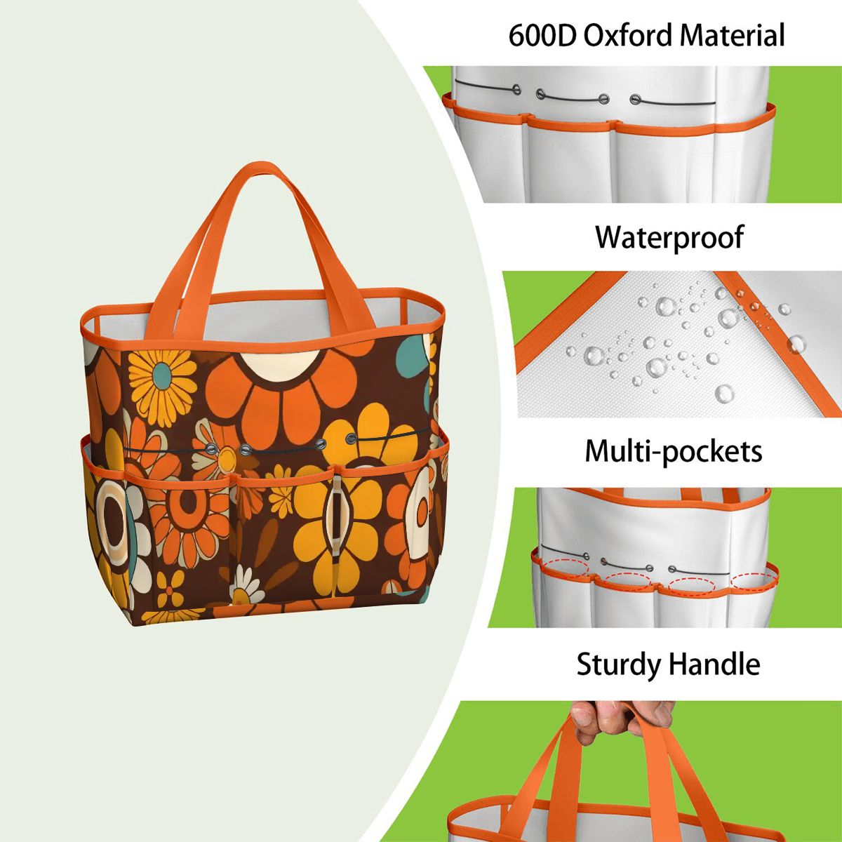 Kate McEnroe New York Retro Orange Brown Groovy Hippie Flower 70s Garden Tool BagGarden Tool BagN9FGDGKJ9m