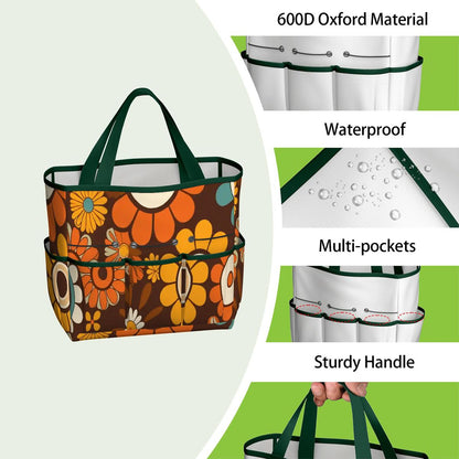 Kate McEnroe New York Retro Orange Brown Groovy Hippie Flower 70s Garden Tool BagGarden Tool BagN9FGDGKJ9m