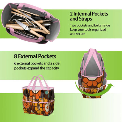 Kate McEnroe New York Retro Orange Brown Groovy Hippie Flower 70s Garden Tool BagGarden Tool BagN9FGDGKJ9m
