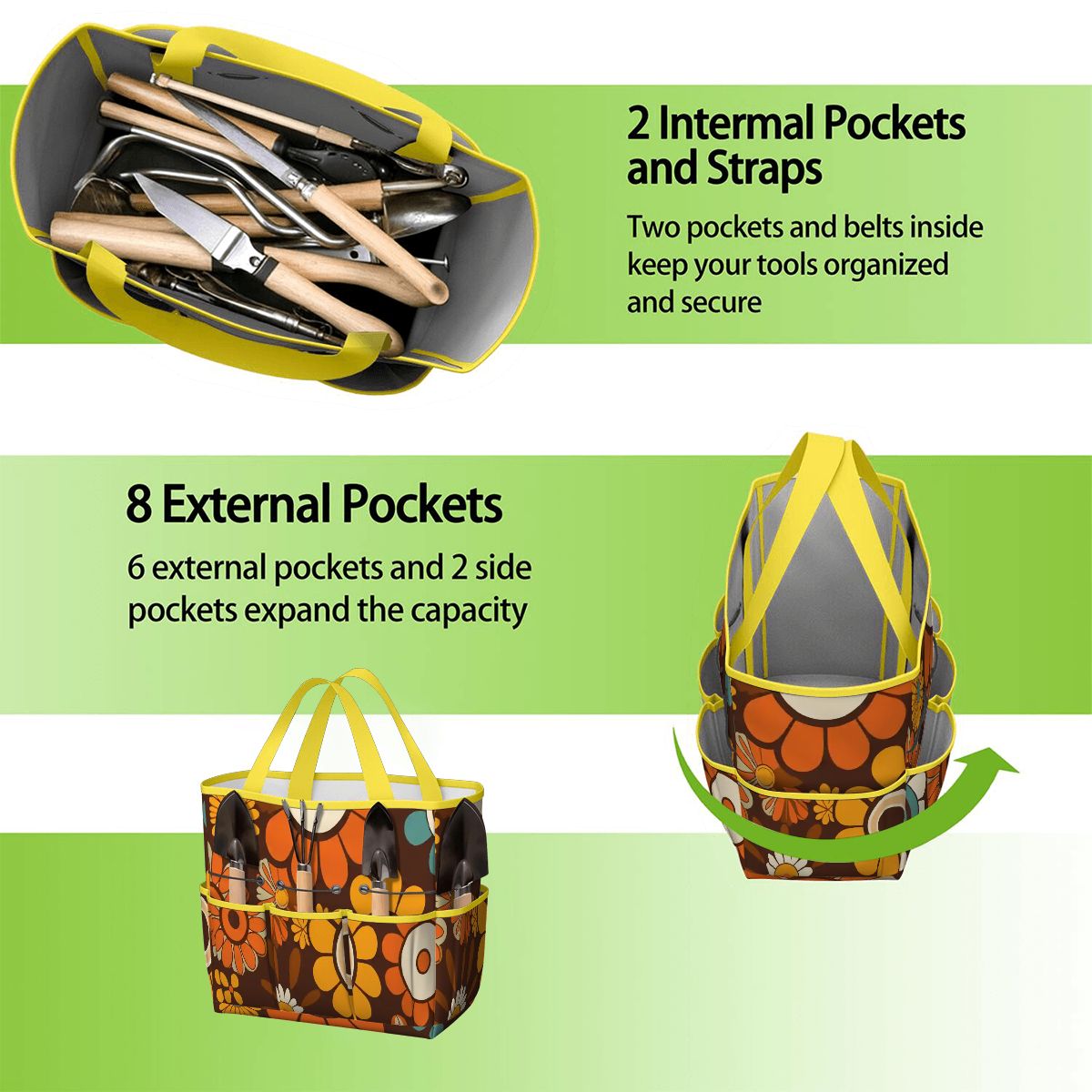 Kate McEnroe New York Retro Orange Brown Groovy Hippie Flower 70s Garden Tool BagGarden Tool BagN9FGDGKJ9m