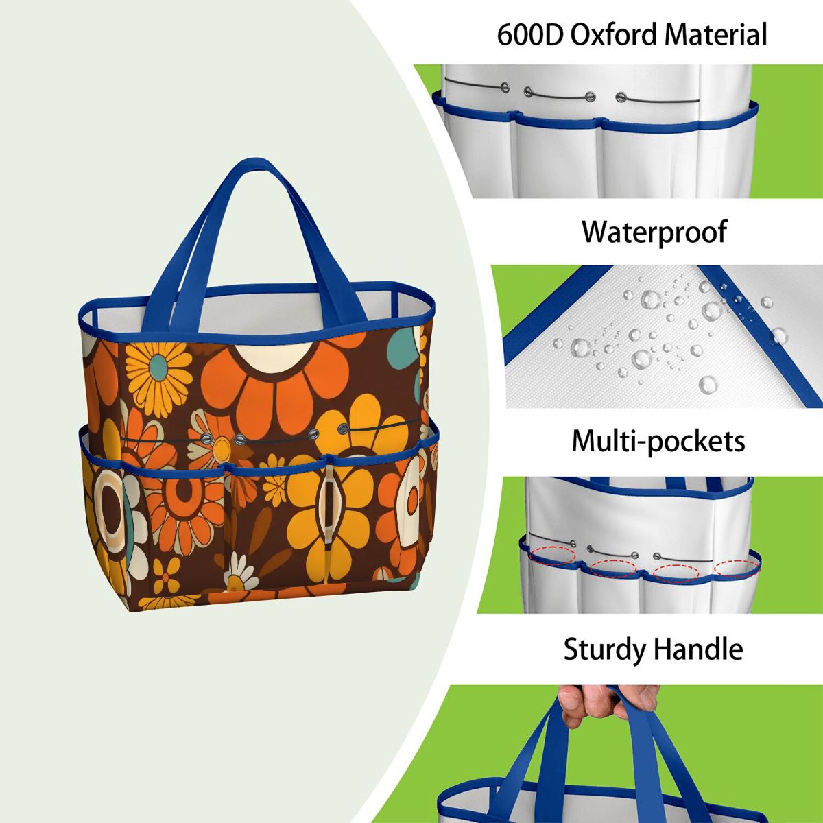 Kate McEnroe New York Retro Orange Brown Groovy Hippie Flower 70s Garden Tool BagGarden Tool BagN9FGDGKJ9m