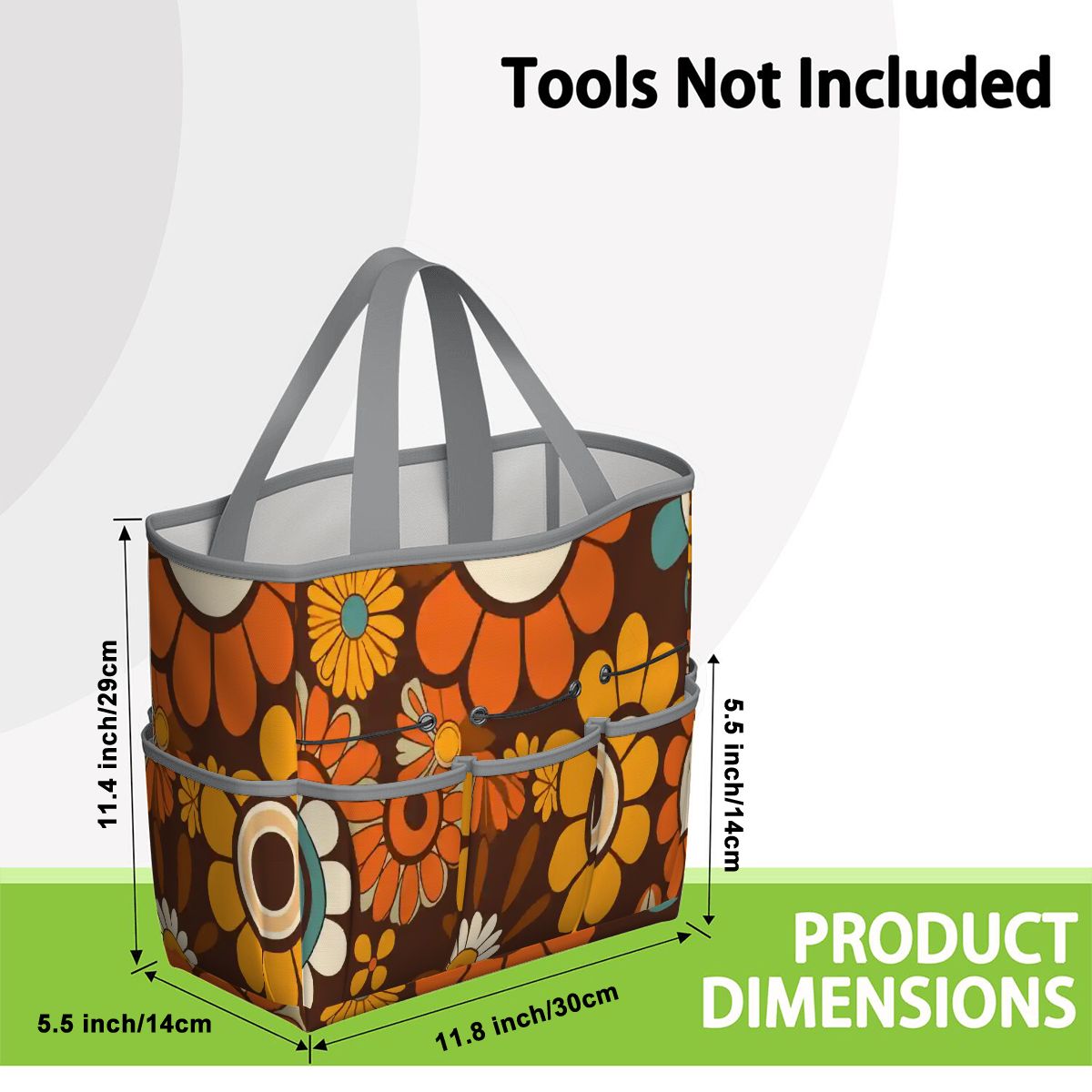 Kate McEnroe New York Retro Orange Brown Groovy Hippie Flower 70s Garden Tool BagGarden Tool BagN9FGDGKJ9m