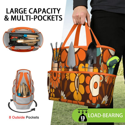 Kate McEnroe New York Retro Orange Brown Groovy Hippie Flower 70s Garden Tool BagGarden Tool BagN9FGDGKJ9m