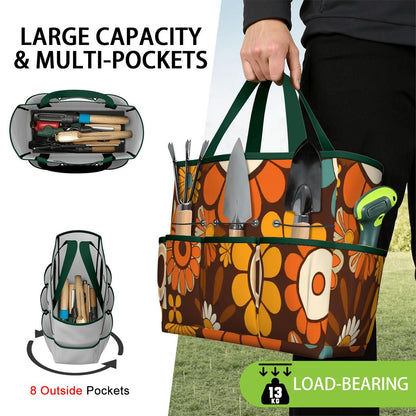 Kate McEnroe New York Retro Orange Brown Groovy Hippie Flower 70s Garden Tool BagGarden Tool BagN9FGDGKJ9m