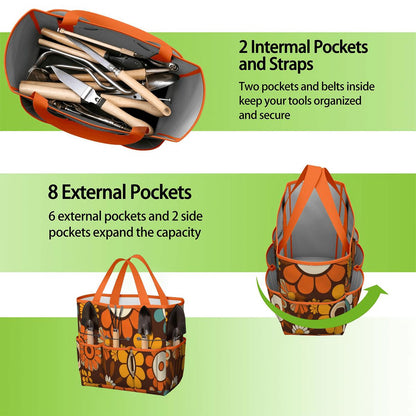 Kate McEnroe New York Retro Orange Brown Groovy Hippie Flower 70s Garden Tool BagGarden Tool BagN9FGDGKJ9m