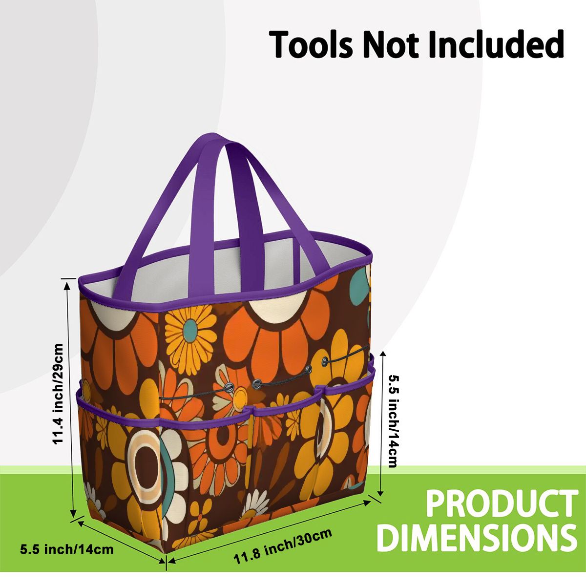 Kate McEnroe New York Retro Orange Brown Groovy Hippie Flower 70s Garden Tool BagGarden Tool BagN9FGDGKJ9m