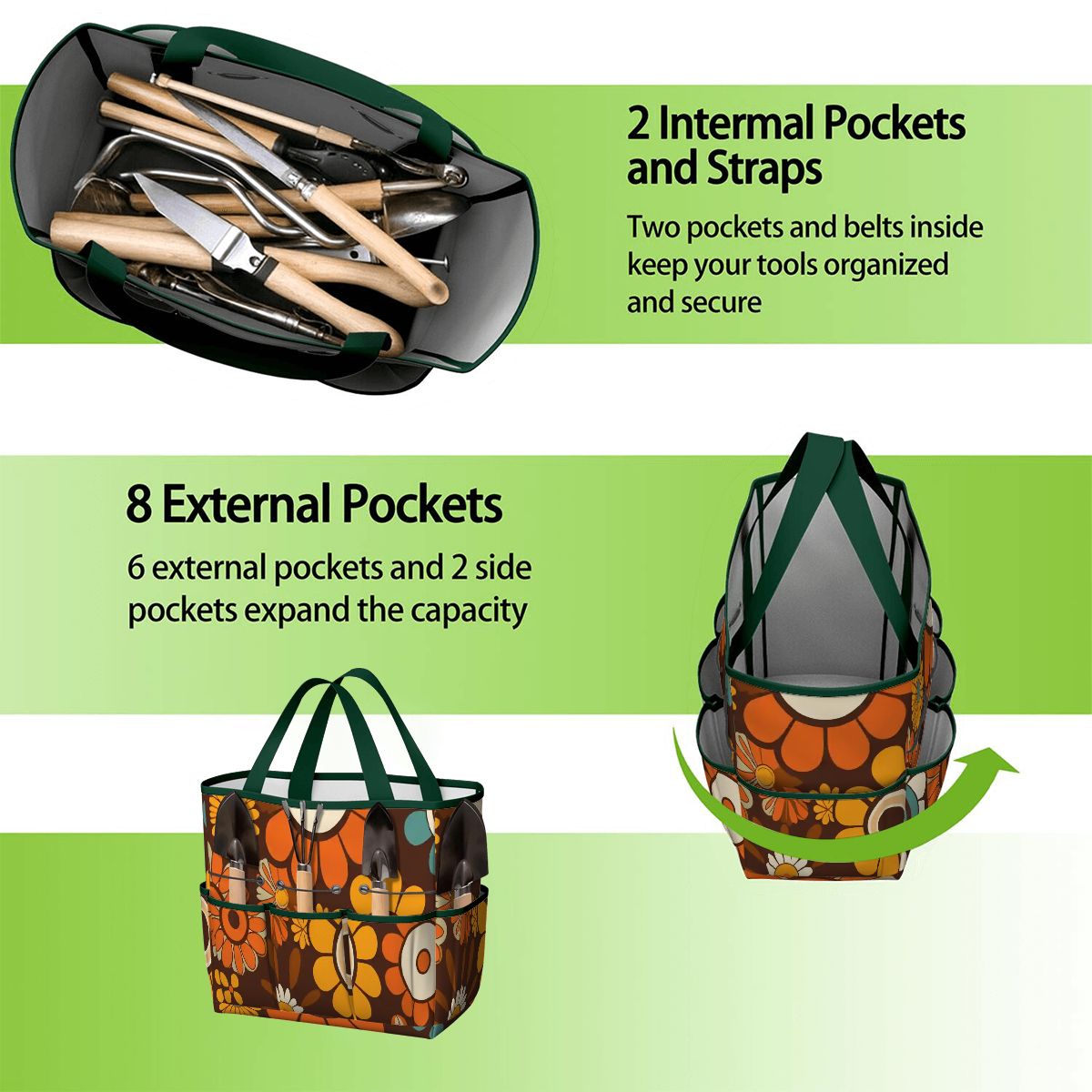 Kate McEnroe New York Retro Orange Brown Groovy Hippie Flower 70s Garden Tool BagGarden Tool BagN9FGDGKJ9m