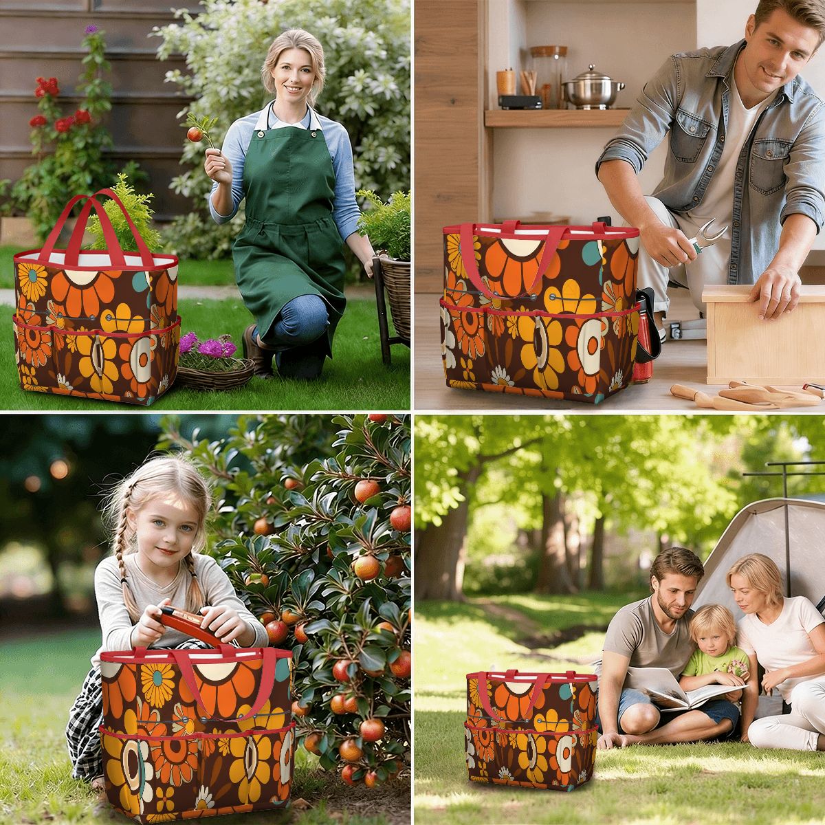 Kate McEnroe New York Retro Orange Brown Groovy Hippie Flower 70s Garden Tool BagGarden Tool BagN9FGDGKJ9m