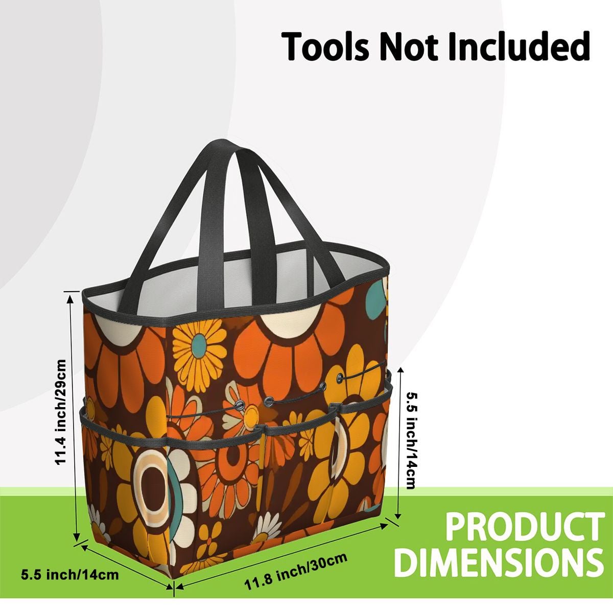 Kate McEnroe New York Retro Orange Brown Groovy Hippie Flower 70s Garden Tool BagGarden Tool BagN9FGDGKJ9m