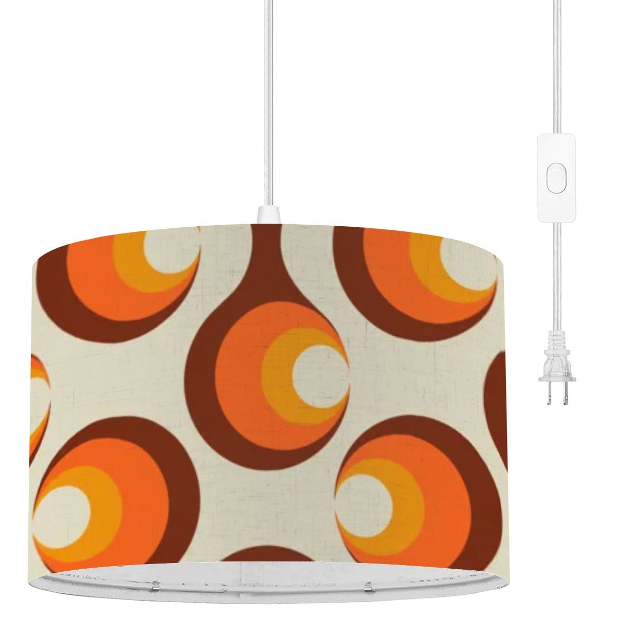Kate McEnroe New York Retro Orb Pendant Lamp, 70s Style Geometric Lighting, Mid Century Modern Hanging Light Fixture, Vintage Orange Brown Circle Design LampCeiling LightingR7EdohRO8X