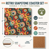 Kate McEnroe New York Retro Orbs 70s Soapstone Coaster, Mid Century Modern BarwareCoasters7021