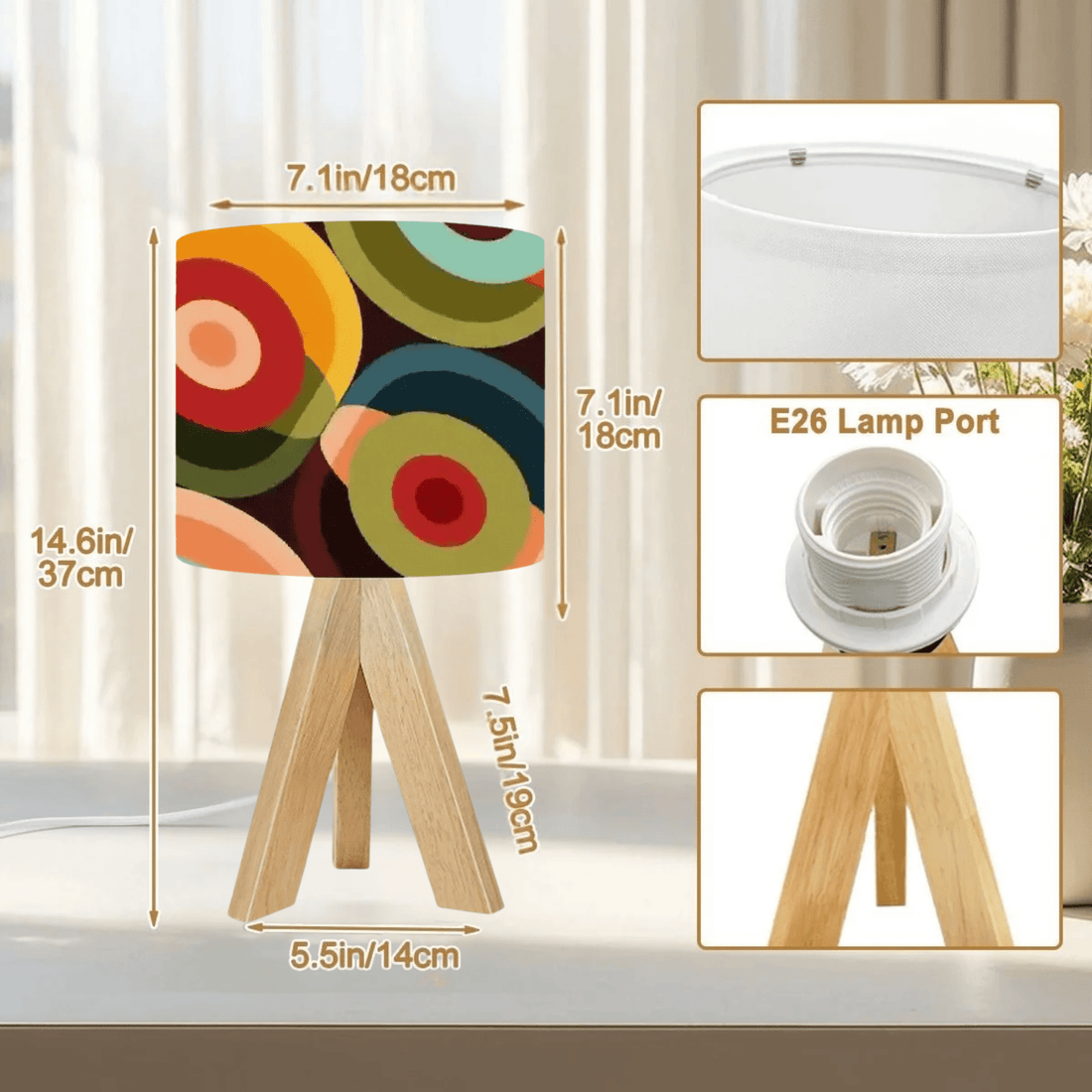 Kate McEnroe New York Retro Orbs Mid Century Modern Table Lamp, Vintage 60s Geometric Accent Light, MCM Abstract Tripod Desk LampTable Lamps383lG4azbZ