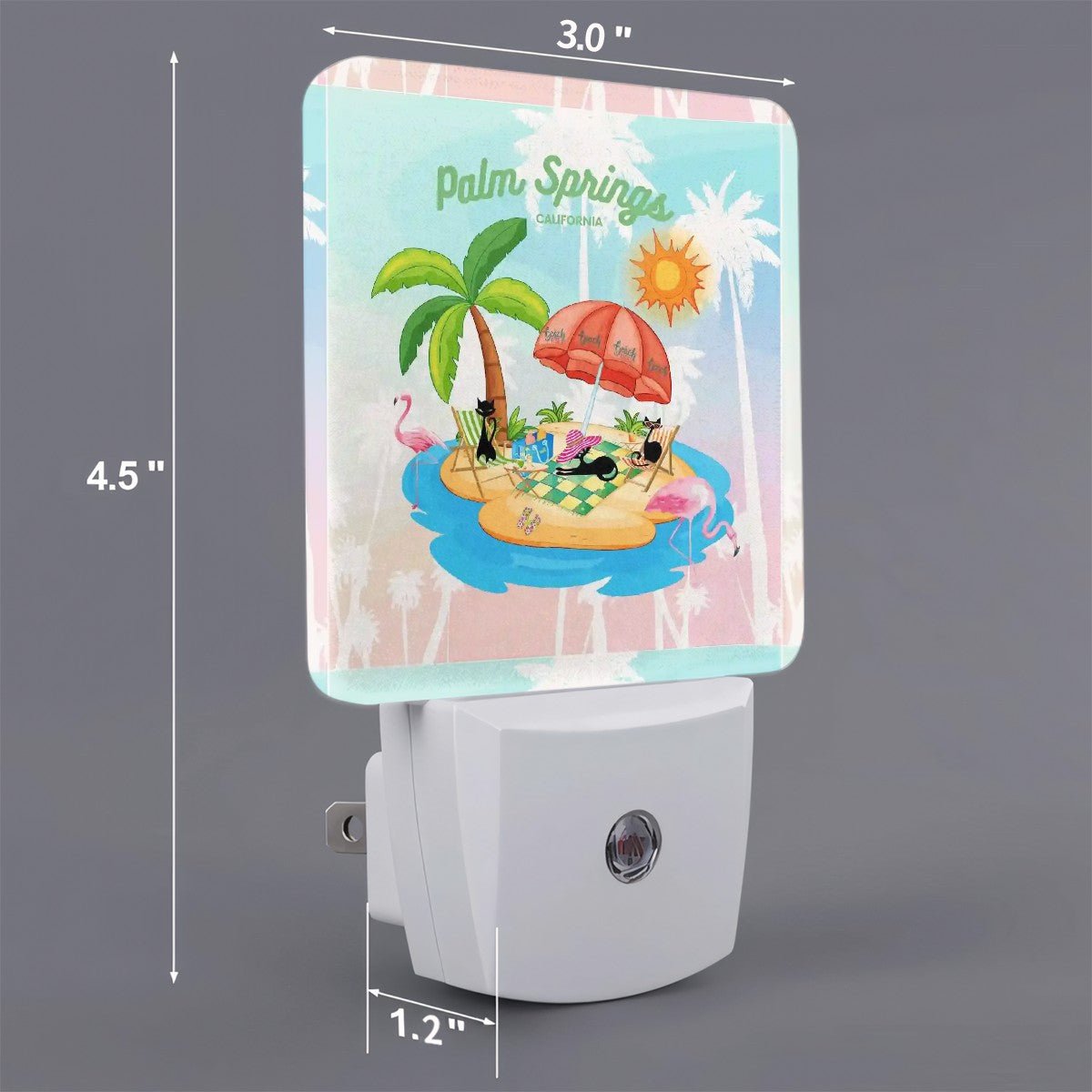 Kate McEnroe New York Retro Palm Springs Atomic Cat Night Light Set, Mid Century Modern Flamingo Island DecorNight LightsFDQMmwar9t