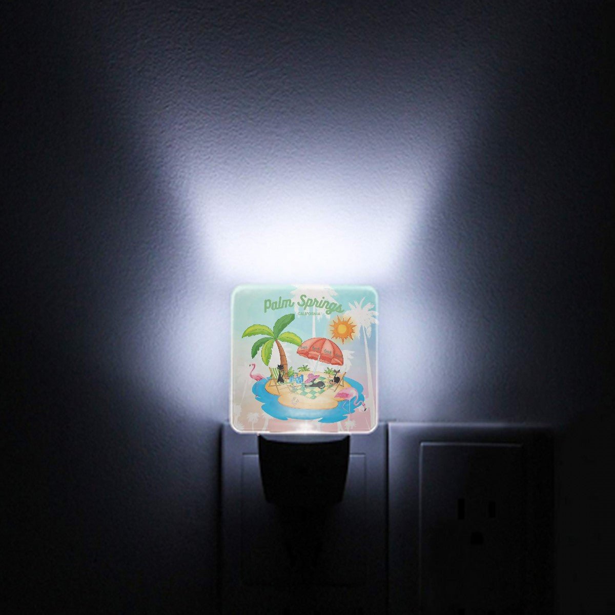 Kate McEnroe New York Retro Palm Springs Atomic Cat Night Light Set, Mid Century Modern Flamingo Island DecorNight LightsFDQMmwar9t