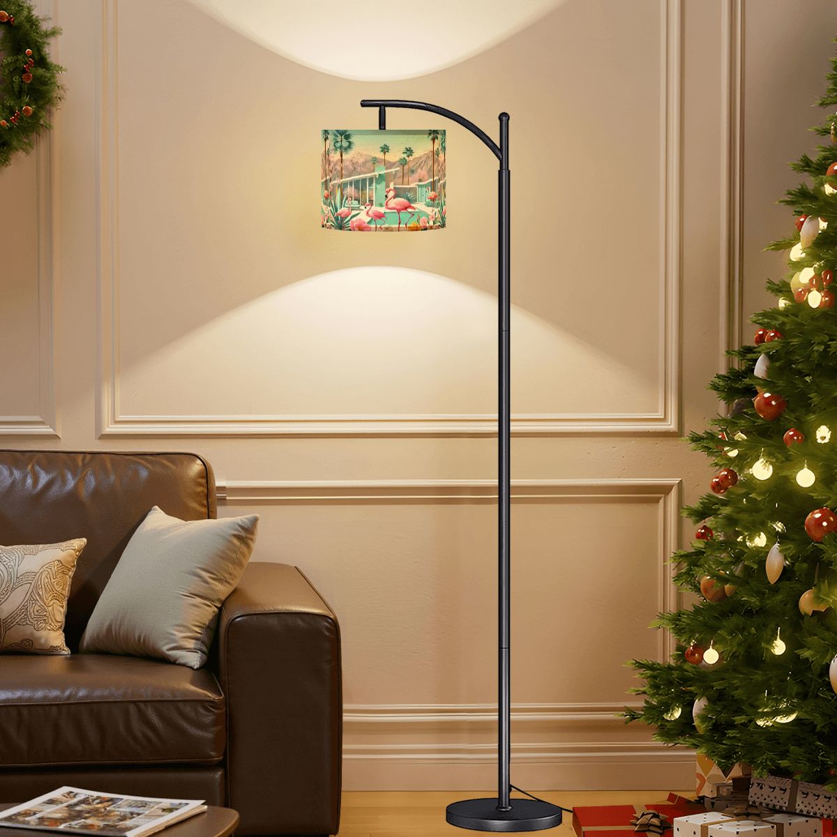 Kate McEnroe New York Retro Palm Springs Flamingo MCM Mint Pink Arc Floor LampArc Floor Lamps3aNldNd3oW