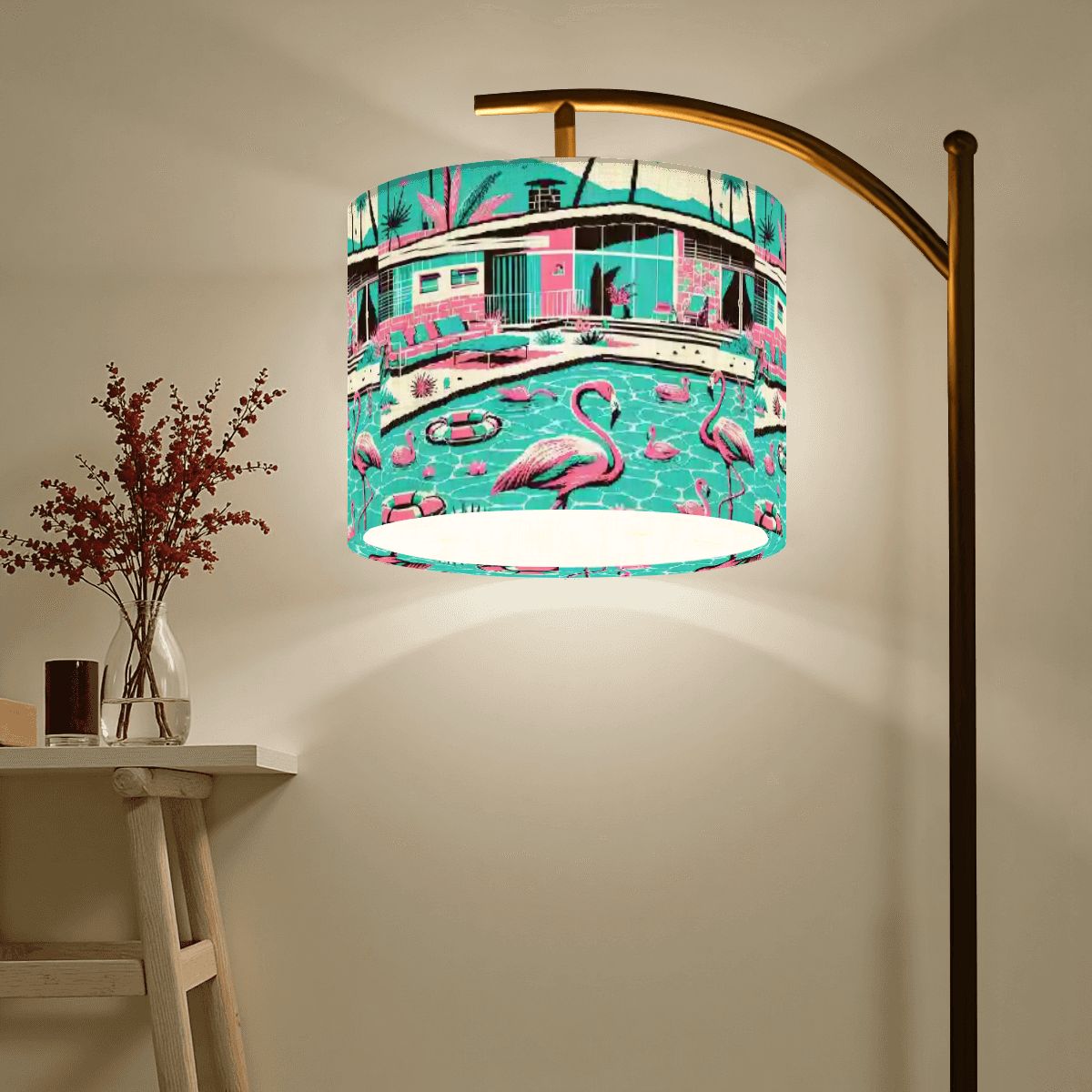 Kate McEnroe New York Retro Palm Springs Flamingo Mid Century Modern Turquoise Arc Floor LampArc Floor LampspRJGYPE6hc